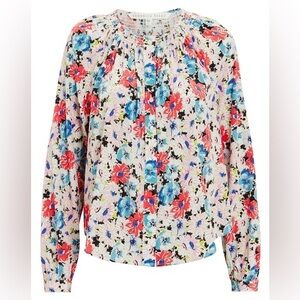 Veronica Beard Size 2 • Silk Blouse Madge Colorful Floral Long Sleeve.